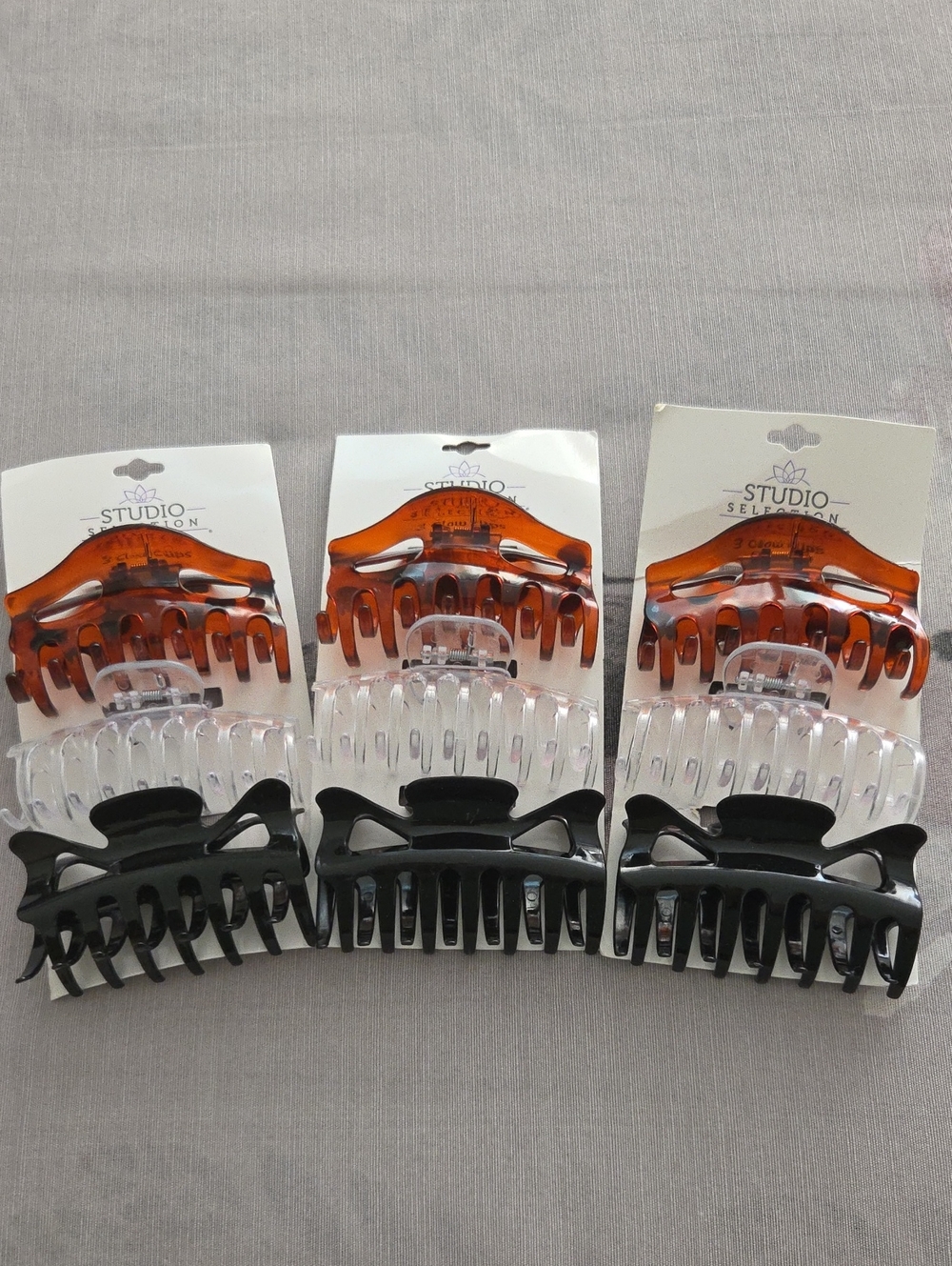 Studio Selection 9 Hair Claw Clips in Tortoise, Clear & Black BUNDLE